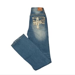 Women's LLamasini Blue Women's Jeans with Embellished Pockets